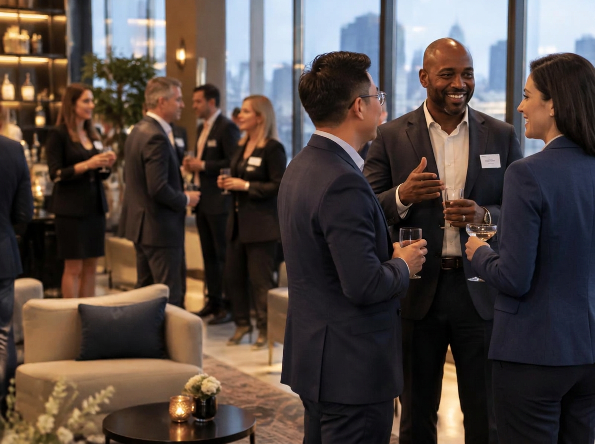 Members of The Connective networking at a chapter event